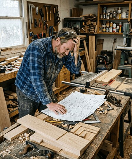 Frustrated Woodworker With Broken Wood